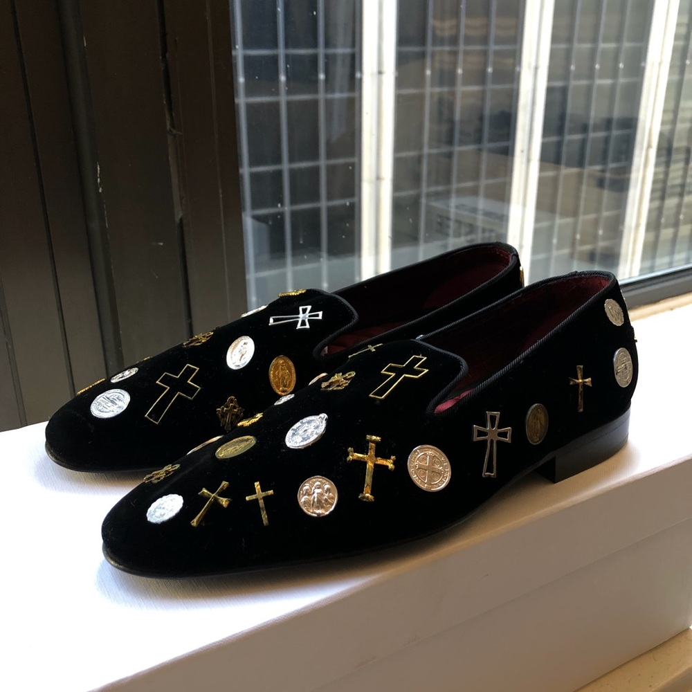 Louis Leeman Men’s Studded Velvet Loafers